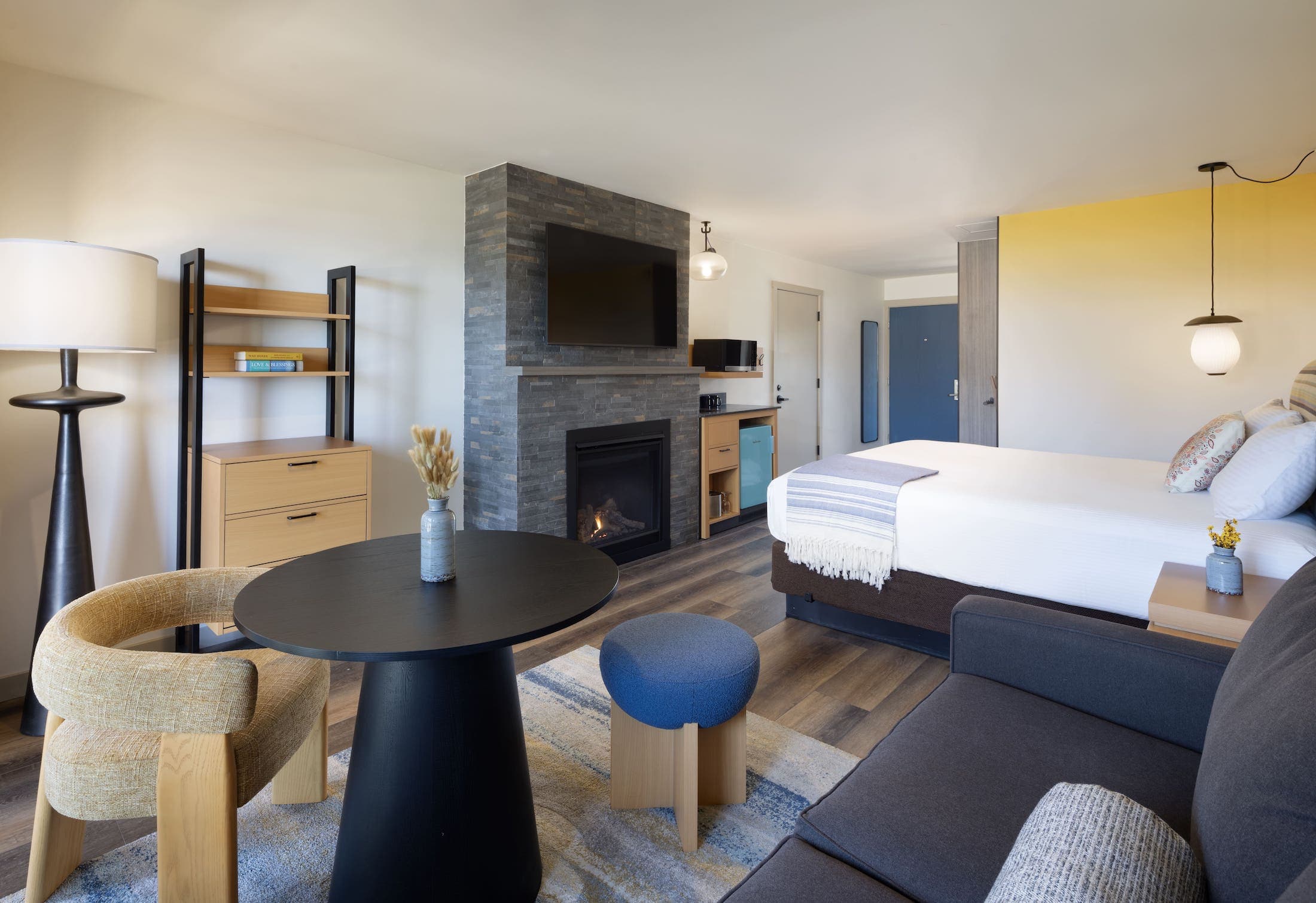 Inn At Cape Kiwanda Signature King Accessible with open concept living space and a fireplace