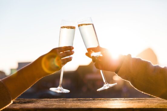 Champagne toast at the beach